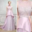 Unique Robe De Soirée 2017 Lilas Princesse Chapel Train Encolure Dégagée Sans Manches Dos Nu Faux Diamant Ceinture Perlage Paillettes Percé Robe De Ceremonie