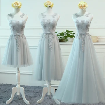 Chic Belle Gris Transparentes Robe Demoiselle D 039 Honneur 2018 Princesse Encolure Dégagée Sans Manches Appliques En Dentelle Noeud Ceinture Volants Dos Nu Robe Pour Mariage