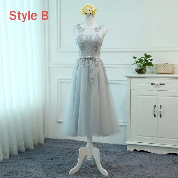 Chic / Belle Gris Transparentes Robe Demoiselle D'honneur 2018 Princesse Encolure Dégagée Sans Manches Appliques En Dentelle Noeud Ceinture Volants Dos Nu Robe Pour Mariage