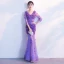 Modern / Fashion Pool Blue See-through Summer Evening Dresses  2018 Trumpet / Mermaid V-Neck 3/4 Sleeve Lace Appliques Flower Pearl Floor-Length / Long Ruffle Backless Formal Dresses