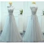 Chic / Belle Gris Transparentes Robe Demoiselle D'honneur 2018 Princesse Encolure Dégagée Sans Manches Appliques En Dentelle Noeud Ceinture Volants Dos Nu Robe Pour Mariage