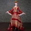 Vintage / Retro Medieval Red Ball Gown Prom Dresses 2021 V-Neck Zipper Up Long Sleeve 3D Lace Beading Embroidered Rhinestone Sequins Lace Satin High Low Sweep Train Prom Formal Dresses
