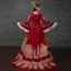 Vintage / Retro Medieval Red Ball Gown Prom Dresses 2021 V-Neck Zipper Up Long Sleeve 3D Lace Beading Embroidered Rhinestone Sequins Lace Satin High Low Sweep Train Prom Formal Dresses