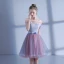 Chic / Belle de retour Robe De Graduation 2017 Rose Bonbon Bleu Ciel Courte Princesse De l'épaule Manches Courtes Dos Nu En Dentelle Appliques Robe De Ceremonie