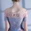 Chic / Belle de retour Robe De Graduation 2017 Rose Bonbon Bleu Ciel Courte Princesse De l'épaule Manches Courtes Dos Nu En Dentelle Appliques Robe De Ceremonie