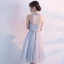 Modern / Fashion Homecoming Graduation Dresses 2017 Grey A-Line / Princess Knee-Length High Neck Pearl Sleeveless Backless Appliques Flower Formal Dresses