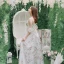 Flower Fairy Ivory Printing Prom Dresses 2022 A-Line / Princess Off-The-Shoulder Short Sleeve Backless Floor-Length / Long Formal Dresses