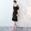 Chic / Beautiful Party Dresses 2017 Black Trumpet / Mermaid Knee-Length Off-The-Shoulder 1/2 Sleeves Backless Lace Tassel Formal Dresses