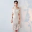 Chic / Beautiful Party Dresses 2017 Black Trumpet / Mermaid Knee-Length Off-The-Shoulder 1/2 Sleeves Backless Lace Tassel Formal Dresses