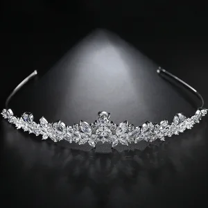 Modest Simple Silver Rhinestone Tiara 2022 Zircon Alloy Wedding Bridal Hair Accessories