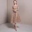 Chic / Beautiful Homecoming Graduation Dresses 2017 Champagne A-Line / Princess Tea-length Scoop Neck Short Sleeve Backless Appliques Flower Metal Sash Formal Dresses
