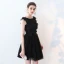 Chic / Beautiful Party Dresses 2017 Black Short A-Line / Princess Scoop Neck Sleeveless Lace Appliques Pearl Beading Formal Dresses
