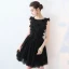Chic / Beautiful Party Dresses 2017 Black Short A-Line / Princess Scoop Neck Sleeveless Lace Appliques Pearl Beading Formal Dresses