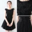 Chic / Beautiful Party Dresses 2017 Black Short A-Line / Princess Scoop Neck Sleeveless Lace Appliques Pearl Beading Formal Dresses
