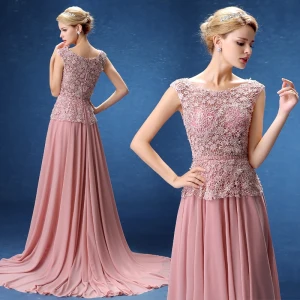 Chic Belle Robe De Soirée 2017 Rose Bonbon Princesse Train De Balayage Encolure Dégagée Sans Manches Percé En Dentelle Appliques Perlage Perle Paillettes Cristal Ceinture Robe De Ceremonie