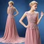 Chic / Belle Robe De Soirée 2017 Rose Bonbon Princesse Train De Balayage Encolure Dégagée Sans Manches Percé En Dentelle Appliques Perlage Perle Paillettes Cristal Ceinture Robe De Ceremonie