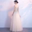 Elegant Champagne See-through Evening Dresses  2018 A-Line / Princess Scoop Neck Long Sleeve Appliques Lace Floor-Length / Long Ruffle Formal Dresses