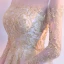 Elegant Champagne See-through Evening Dresses  2018 A-Line / Princess Scoop Neck Long Sleeve Appliques Lace Floor-Length / Long Ruffle Formal Dresses