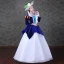 Vintage / Retro Medieval Royal Blue White Ball Gown Prom Dresses 2021 Square Neckline Long Sleeve Zipper Up Floor-Length / Long Beading Crystal Satin Tulle Cosplay Prom Formal Dresses