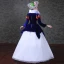 Vintage / Retro Medieval Royal Blue White Ball Gown Prom Dresses 2021 Square Neckline Long Sleeve Zipper Up Floor-Length / Long Beading Crystal Satin Tulle Cosplay Prom Formal Dresses