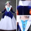 Vintage / Retro Medieval Royal Blue White Ball Gown Prom Dresses 2021 Square Neckline Long Sleeve Zipper Up Floor-Length / Long Beading Crystal Satin Tulle Cosplay Prom Formal Dresses