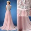 Chic / Belle Robe De Soirée 2017 Rougissant Rose Princesse Train De Balayage Volants en Cascade Encolure Dégagée Sans Manches Percé Ceinture En Dentelle Appliques Paillettes Robe De Ceremonie