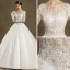 Modern / Fashion Wedding Dresses 2017 Ivory Ball Gown Sweep Train Scoop Neck Long Sleeve Backless Pierced Lace Appliques