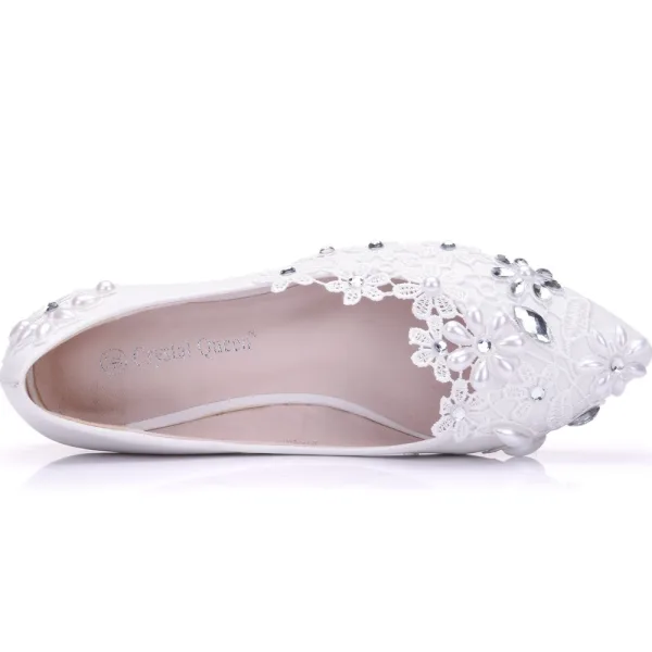 Fine Hvit Perle Rhinestone Blonder Blomst Brudesko 2025 Bryllup