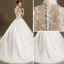 Chinese style Wedding Dresses 2017 Ivory Ball Gown Sweep Train High Neck Sleeveless Pierced Lace Appliques