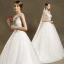 Modern / Fashion Church Wedding Dresses 2017 White Ball Gown Chapel Train Scoop Neck Sleeveless Pierced Lace Appliques