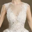 Modern / Fashion Church Wedding Dresses 2017 White Ball Gown Chapel Train Scoop Neck Sleeveless Pierced Lace Appliques
