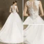 Modern / Fashion Church Wedding Dresses 2017 White Ball Gown Chapel Train Scoop Neck Sleeveless Pierced Lace Appliques
