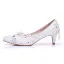 Elegante Witte Rhinestone Kant Bloem Lage Hak Bruidsschoenen 2025 3 cm Naaldhakken / Stiletto Spitse Neus Huwelijk Pumps Hoge Hakken