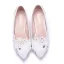 Elegante Witte Rhinestone Kant Bloem Lage Hak Bruidsschoenen 2025 3 cm Naaldhakken / Stiletto Spitse Neus Huwelijk Pumps Hoge Hakken