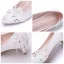 Elegante Witte Rhinestone Kant Bloem Lage Hak Bruidsschoenen 2025 3 cm Naaldhakken / Stiletto Spitse Neus Huwelijk Pumps Hoge Hakken