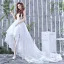 Schöne Strand Brautkleider / Hochzeitskleider 2017 A Linie Asymmetrisch V-Ausschnitt Ärmellos Rückenfreies Spitze Applikationen