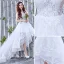 Schöne Strand Brautkleider / Hochzeitskleider 2017 A Linie Asymmetrisch V-Ausschnitt Ärmellos Rückenfreies Spitze Applikationen