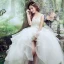 Chic / Beautiful Outdoor / Garden Wedding Dresses 2017 White Ball Gown Floor-Length / Long Scoop Neck Sleeveless Backless Pierced Lace Appliques Beading Pearl Sequins