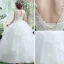 Chic / Beautiful Outdoor / Garden Wedding Dresses 2017 White Ball Gown Floor-Length / Long Scoop Neck Sleeveless Backless Pierced Lace Appliques Beading Pearl Sequins
