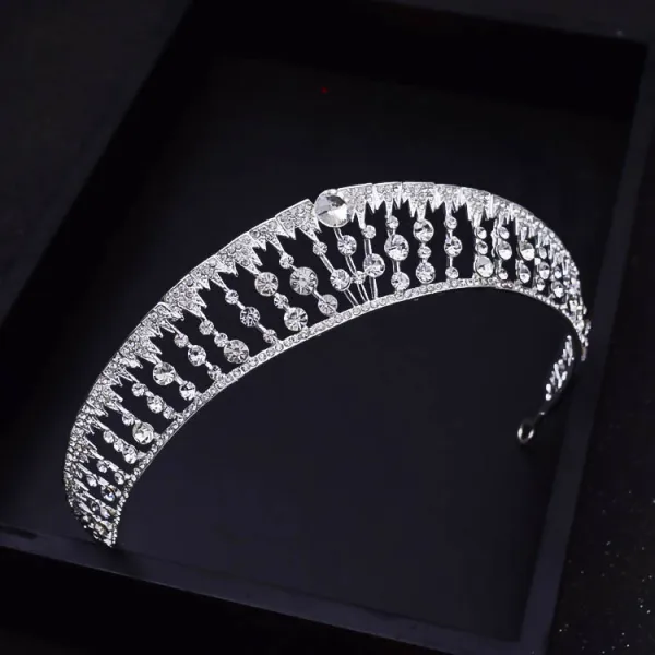 Enkel Hvit Rhinestone Bryllup Tiara Har Tilbehor Legering 2022