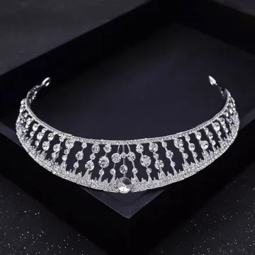 Proste Simple Białe Rhinestone Ślub Tiara Ozdoby Do Włosów Ślubne Stop 2022