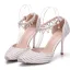 Charmant Weiß Strass Perle Brautschuhe 2025 Knöchelriemen 9 cm Stilettos Spitzschuh Hochzeit Hochhackige