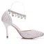 Charmant Weiß Strass Perle Knöchelriemen Brautschuhe 2025 9 cm Stilettos Spitzschuh Hochzeit Hochhackige