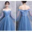 Elegant Ocean Blue See-through Bridesmaid Dresses 2018 A-Line / Princess Long Sleeve Appliques Lace Floor-Length / Long Ruffle Backless Wedding Party Dresses
