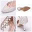 Charmant Weiß Strass Perle Brautschuhe 2025 Knöchelriemen 9 cm Stilettos Spitzschuh Hochzeit Hochhackige