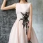 Chic / Beautiful Evening Dresses  2017 Blushing Pink A-Line / Princess Floor-Length / Long Scoop Neck Sleeveless Backless Appliques Flower Formal Dresses