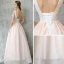 Chic / Beautiful Evening Dresses  2017 Blushing Pink A-Line / Princess Floor-Length / Long Scoop Neck Sleeveless Backless Appliques Flower Formal Dresses