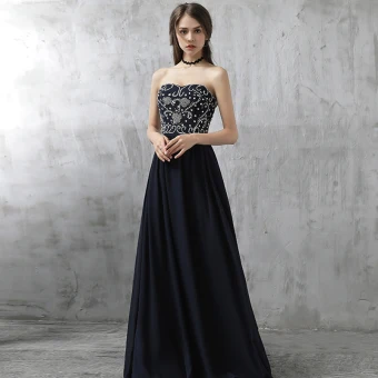 Mode Aftonklänningar 2017 Bläck Blå Prinsessa Långa Älskling Ärmlös Halterneck Rhinestone Paljetter Formella Klänningar