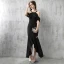 Modern / Fashion Evening Dresses  2017 Black Asymmetrical Trumpet / Mermaid Spaghetti Straps Short Sleeve Backless Formal Dresses
