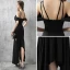 Modern / Fashion Evening Dresses  2017 Black Asymmetrical Trumpet / Mermaid Spaghetti Straps Short Sleeve Backless Formal Dresses